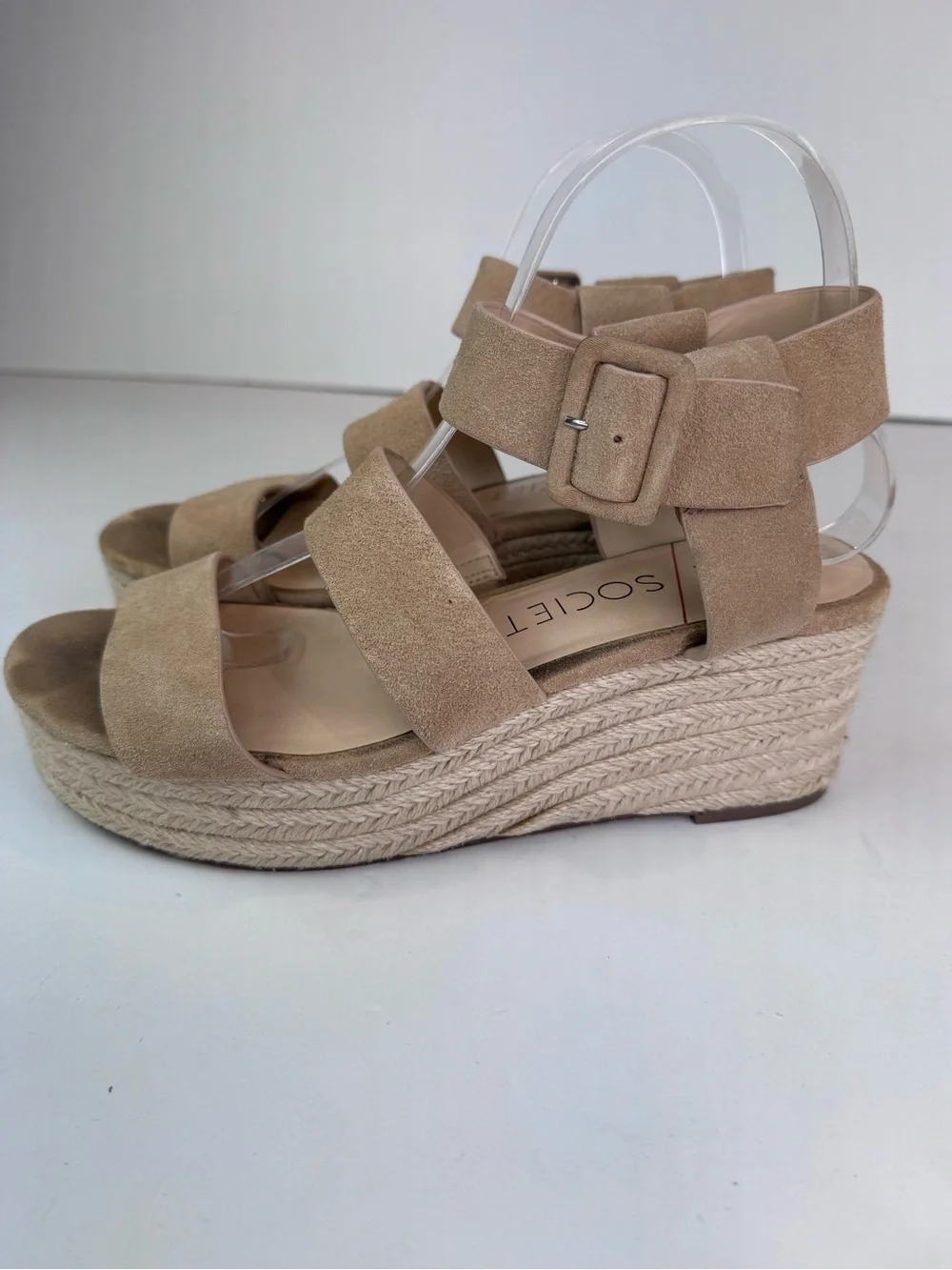 Sole Society Anisa Suede Wedge Espadrille Sandals ankle Size 8